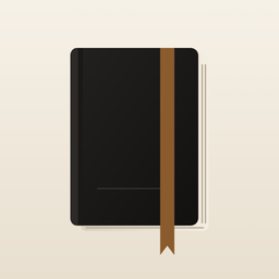 Plain Scripture app icon: a closed Bible with a bronze ribbon